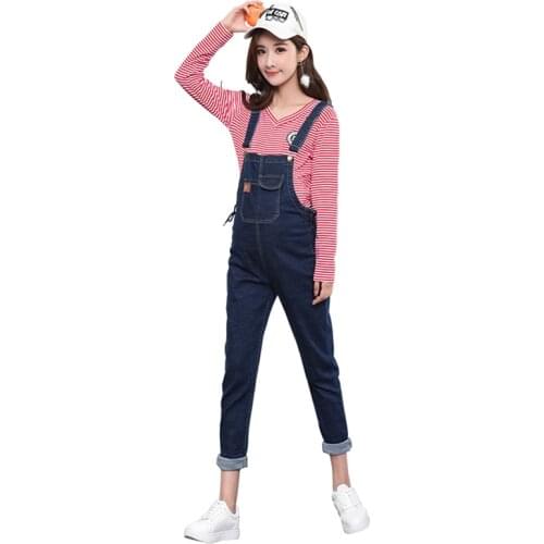 Autumn Maternity Jumpsuit Dark Blue Denim Bib Jeans Pants Winter Clothes for Pregnant Women Fashion Pregnancy Overalls
