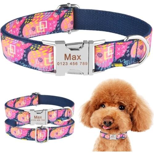 Unisex Dogs Collar Puppy Medium Large Adjustable Nylon Products Dog Collars Personalized Dog Collar Custom Engraved Name ID Tag