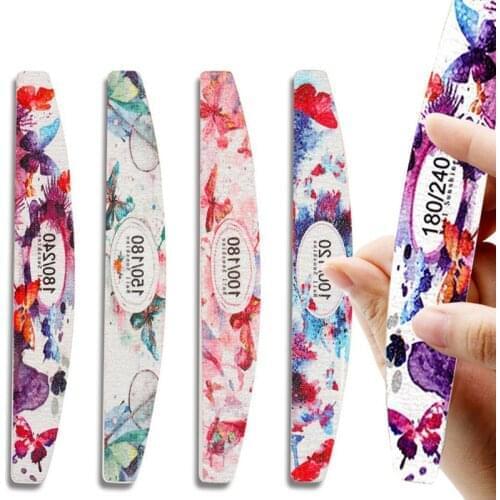 Grinding Sanding Nail File Nail Buffer Half-moon Watercolor Painting Polishing Professional Buffing Nail File DIY Nail Art Tools