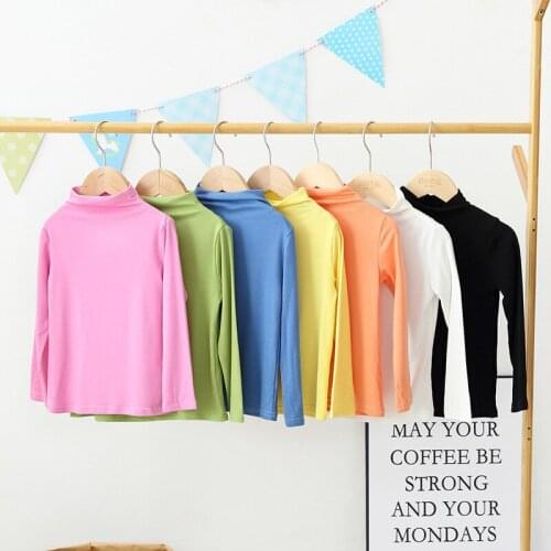 New Toddler Girl Clothes Cotton Casual Solid Turtleneck Long Sleeve Tops Comfortable Pajamas Baby Girl Clothes Winter Fall 1-5Y