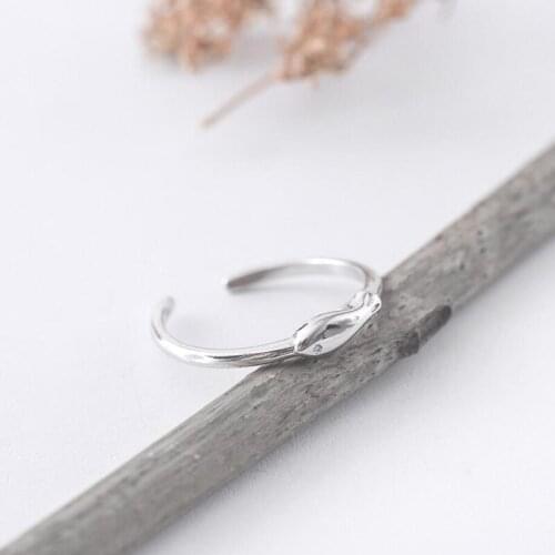 Simple Fashion Brushed Frosted Fish Korean 925 Sterling Silver Temperament Personality Female Resizable Opening Rings SRI197