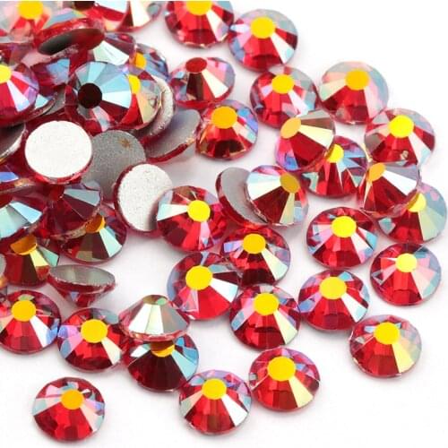 QIAO Boutique Light Siam AB Non hotfix Rhinestone Flatback Crystals Glue On Glass Rhinestones