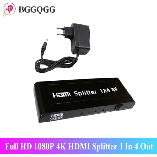 BGGQGG Full HD 1080P 4K HDMI Splitter 1 In 4 Out HDMI Splitter 1x4 HDMI Signal Amplifier Multiple Display for HDTV DVD PS3 Xbox