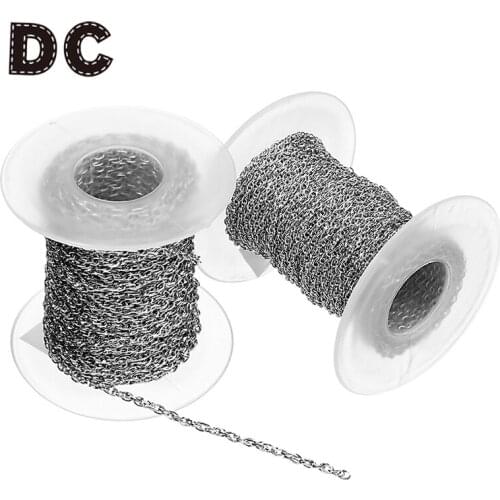 DC 10Yards/Roll 2mm 2.5mm Width Silver Tone Stainless Steel Singapore Chain Jewelry Bulk Chains for Necklace Jewelry Making