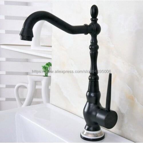 Basin Faucets Brass Bathroom Sink Water Faucet 360 Rotate Swivel Faucet Mixer Single Holder Single Hole Black Mixer Tap Bnf663