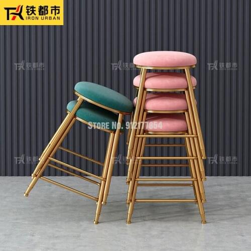 Makeup dressing stool modern simple stackable net red home bedroom ins Nordic girl backrest nail chair