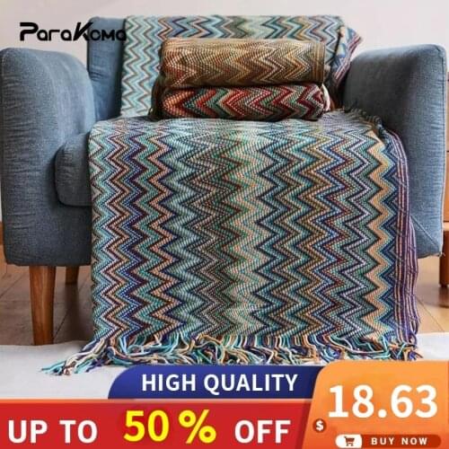 Knitted Plaid Blanket with Tassel Summer Blankets for Bed Sofa Decorative Blankets Bohemian Soft Blanket Throw Bedspread Blanket
