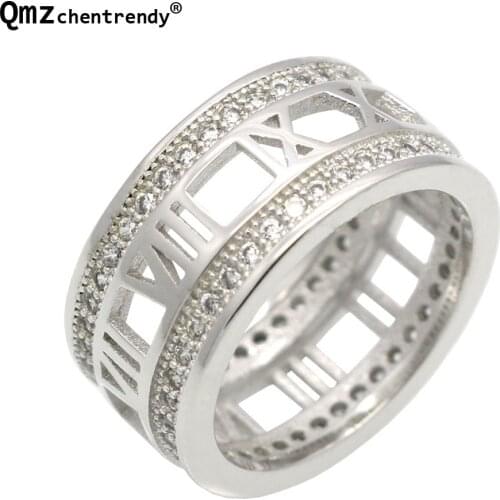 Top Qualtiy Stainless Steel Roman Numernal Hollow Rings for female fine jewelry luxury Fashion girls Ring