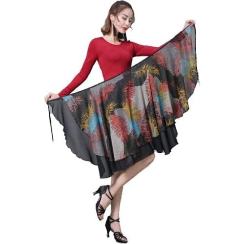 Ladies Ballroom Latin Dance Skirt Skate Wrap Salsa Tango Chiffon Dancewear 904-B138