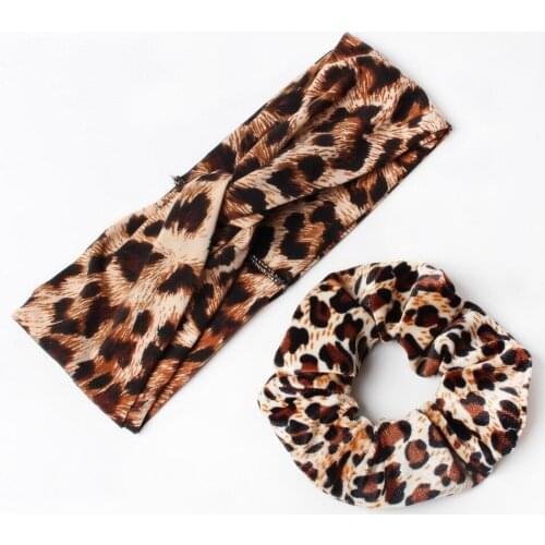 Women Headband Cross Top Knot Elastic Girls Hair Bands Leopard Print Scrunchies Hair Accessories Twisted Knotted Headwrap