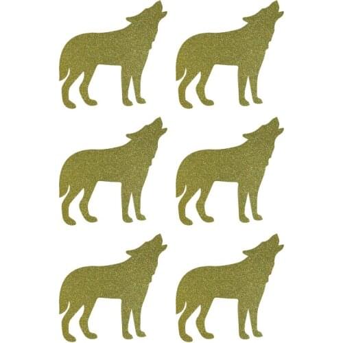 3.8cm Howling wolf gold glitter sticker label