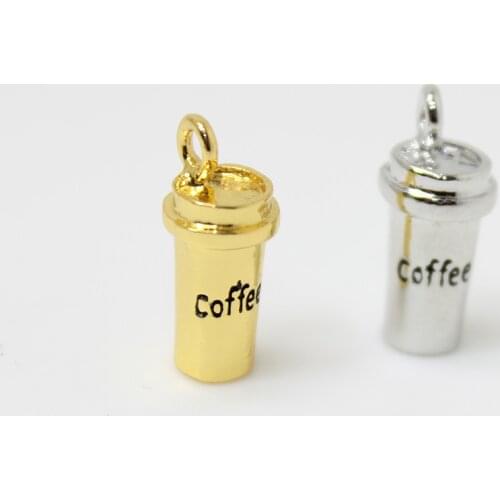 10pcs/pack 3D Coffee Cup Metal Charms for Earring DIY Jewelry Making
