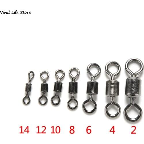 100Pcs Wholesale Hot Sale Round 8 Shape Eye Rolling Swivels Rig Sea Carp Fishing Tools 2/4/6/8/10/12/14