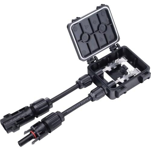 20 pcs / lot TUV standard 2 rails 15A diode PV solar panel Junction box connect solar connector with1M 4mmsq cable