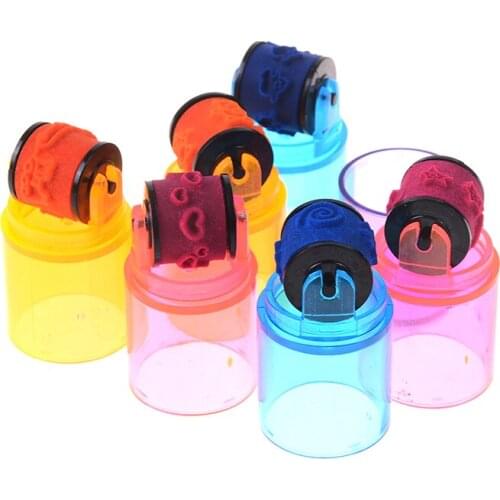 6pcs Combination Pens Shape Stamps Sets Cycle Roller Stamp Kids DIY Handmade Scrapbook Photo Album Students Stamps