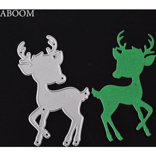 ABOOM 1PC Christmas Cute Deer Metal Carbon Silver Die Cut Embossing Folder Scrapbooking Suit Cutting Dies Card Making Machine
