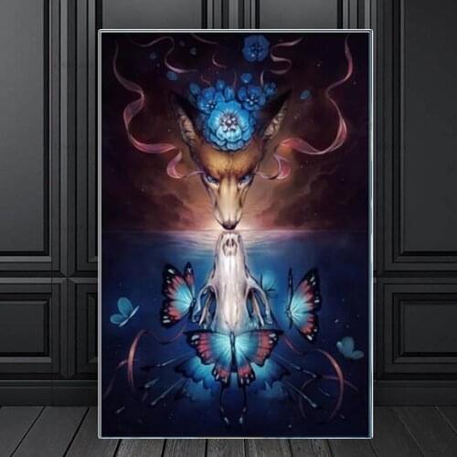 New 5D DIY diamond painting fox butterfly full square diamond embroidery cross stitch embroidery animal crafts home decoration