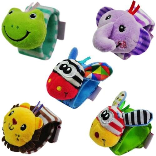 Animal Baby Bell Toys Cute Plush Wrist Band Plush Toy Animals Play Wrist Strap Baby Rattles Hand Toddler Toy Kid Gifts For 0-3Y