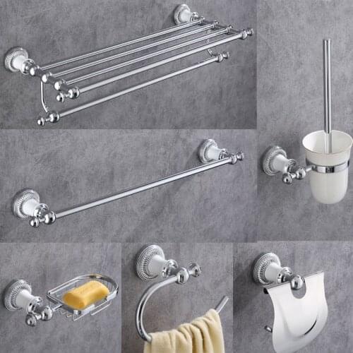 DONGKE Chrome Bathroom Pendant Copper Towel Rack Rack Simple European Towel Rack Bathroom Hardware Pendant Set
