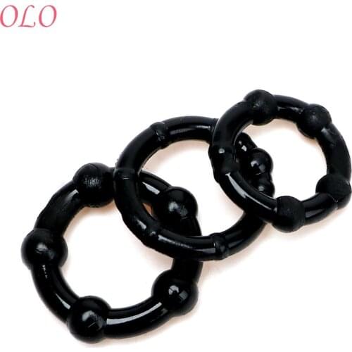 IKOKY 3 pcs/set Chastity Penis Sleeve Sex Products Sex toys for Men Male Silicone Cock Ring Penis Ring Delay Ejaculation