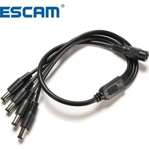 1PC DC 12V 1 Female to 4 Male CCTV Security Camera Power Supply Adapter Cable 2.1mm x 5.5mm Y Splitter Connector Cord
