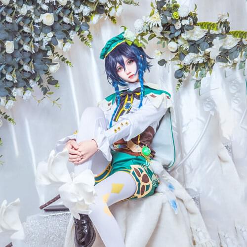 Genshin Impact Venti Adult Cosplay Costume Deluxe Suits with Accessories for Women Man