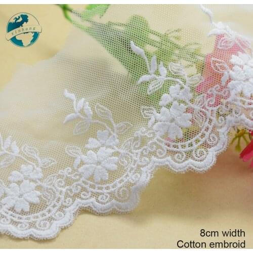 5yards 8cm Width Embroid Sewing ribbon Guipure Lace Trim Fabric Warp Knitting DIY Garment Accessories Wedding Appliques #1786
