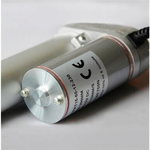 12V 10mm/s=0.4inch/s speed 750N=75KG=165LBS lift 100mm=4inch stroke DC electric linear actuator