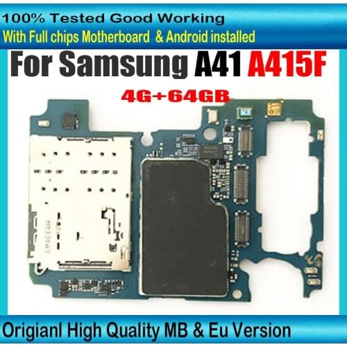 Full tested For Samsung Galaxy A41 A415F A415FN Motherboard Unlocked Logic Board Full chips Plate Android OS System Eu Version
