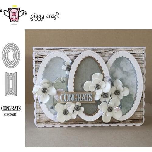 Piggy Craft metal cutting dies cut die mold Letter Oval Banner Frame Scrapbook paper craft knife mould blade punch stencils dies