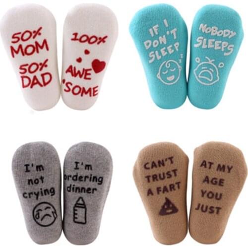 Cute Sentences Infant Baby Socks Combed Cotton Baby Socks Infant Toddler Anti Slip Socks 0-1 years 2021 New Arrival