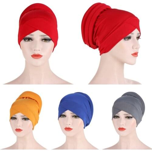 Muslim Women Chemo Cap Solid Color Headwear Islamic Turban Hat Hair Loss Covers Headscarf Beanie Bonnet Skullies Wrap Underscarf
