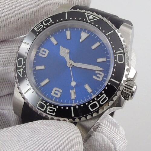 40mm Sterile Blue Dial Sapphire Glass Luminous Ceramic Bezel MIYOTA 8215 Automatic Movement Mens Watch