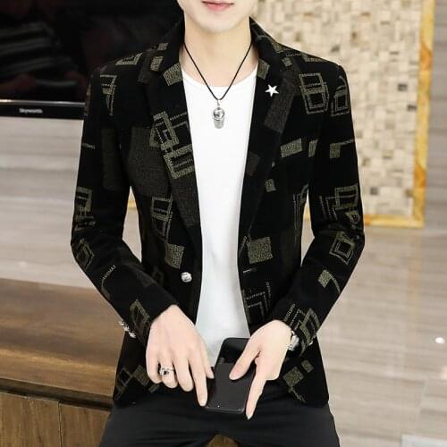 2021 Floral Print Blazer Jacket Men Korean Trend Streetwear Mens Clothing Casual Suit Coat Male Slim Fit blazer masculino S-3XL