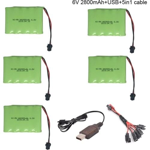 6V 2800mah NI-MH Battery with USB cable set high capacity electric toy battery for RC car ship robot 6v 2400 mah RC toy battery