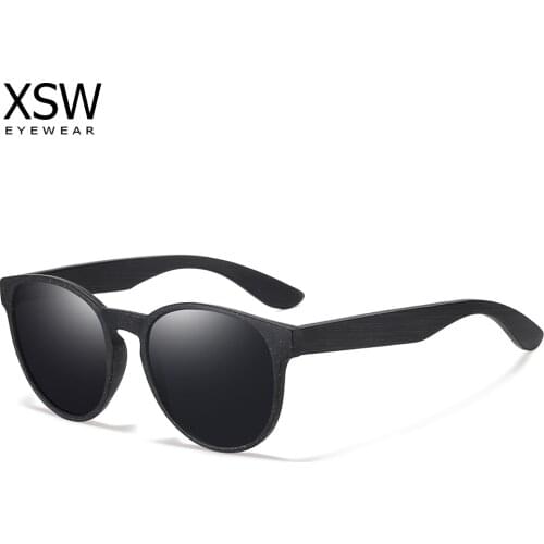 XSW Black Bamboo Sunglasses Wood Polarized Sunglasses Women Men Glasses UV400 Protection Eyewear