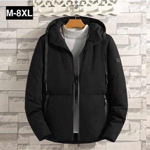 6XL 7XL 8XL Mens Winter Coats Solid Color Cotton Blend Mens Jacket Coats Casual Zipper Thick Warm Outwear Parkas