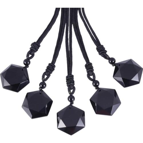 TUMBEELLUWA Healing Six Stars Faceted Energy Stone Pendant Necklace for Unisex,Reiki Lucky Amulet Crystal Fashion Cord Jewelry