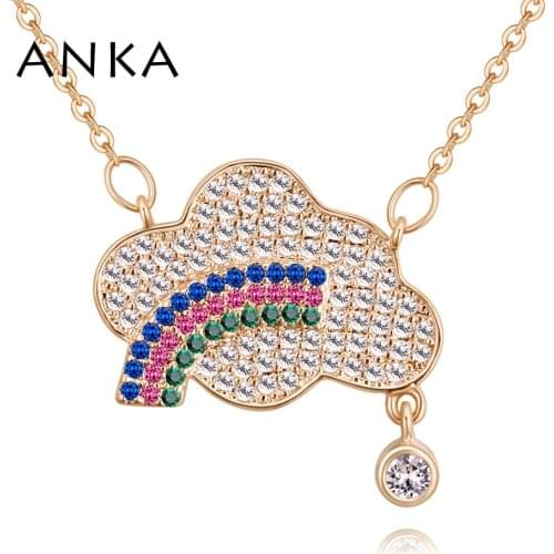 ANKA luxury women cloud necklace moon charm luminous zircon pendants necklaces vintage white / gold color jewelry #130979