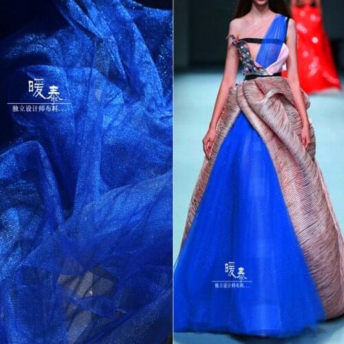 Pearlescent Tulle Fabric Dark Blue DIY Scarf Veil Flower Background Decor Fluffy Skirt Wedding Dress Fashion Designer Fabric