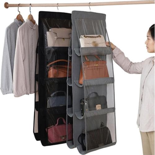 Hanging Handbag Organizer Non-woven Storage Holder PVC Purse Closet 8 Pocket