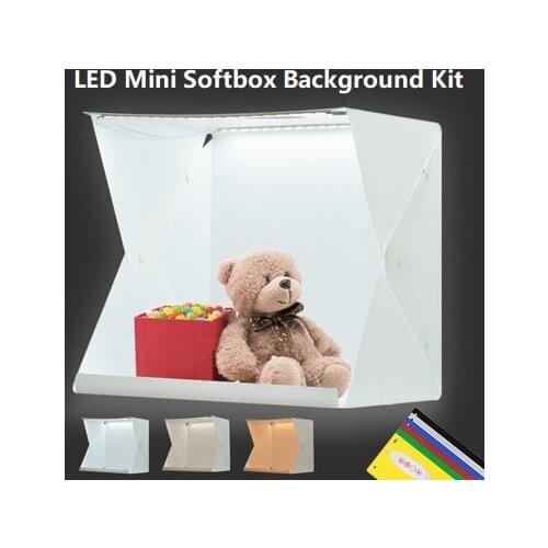 40CM LED Softbox Portable Photography Photo Studio Mini Lightbox Background Kit &6 Color Backdrops USB Light Box for DSLR Phone