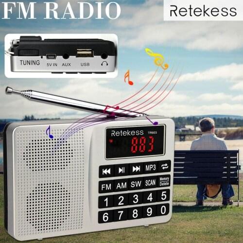 TR603 AM FM Radio Shortwave Transistor Digital Tuning Receiver MP3 Player Support TF Card With Rechargeable Li-Ion Battery