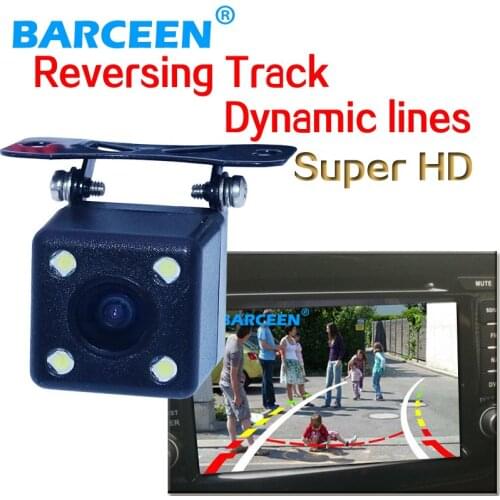 With dynamic track line 4 led 170 angle glass lens car rearview camera with the colorful night vision apply into all cars