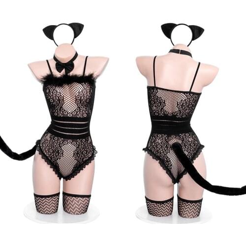 Sexy Dress Sex Night Exotic Lingerie Porno Womens Underwear Lace Babydolls Tight Sleepwear Thong Set Cosplay cat women uniform