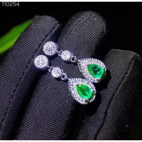 Natural And Real 925 Sterling Silver Emerald Earring For the Party Anniversary Best Gift