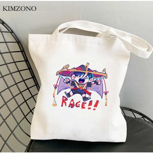 Genshin Impact Keqing shopping bag shopper reusable handbag tote shopping canvas bag net fabric sacola custom