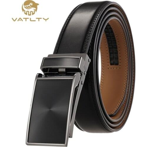 VATLTY 2021 Official genuine leather belt for men hard metal buckle fashion mens business belt natural cowhide suit belt men