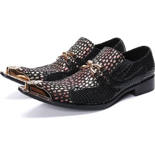 Zapatos de hombre mens gold steel pointed toe dress wedding oxford shoes for men genuine leather polka dot shoe male flats