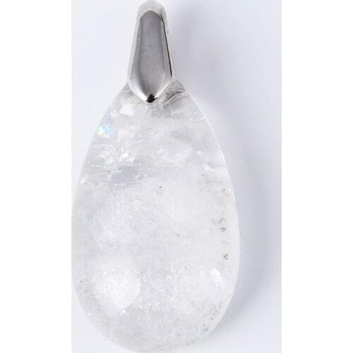 New Simple Style Natural Stone White Crystal Quartz Water Drop Pendant for Necklace Women Girl Reiki Charms Jewelry Gifts